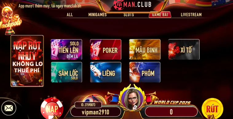 Sảnh Trò Chơi Game Bài ManClub Đẳng Cấp Với Tỷ Lệ Thắng Cực Lớn
